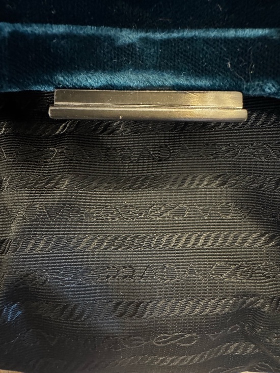 Vintage Prada 1997 Velluto Frame Sera Dark Teal Velvet Frame Bag - Picture 7 of 9